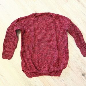 Cozy Red Scoop Neck Knit Sweater